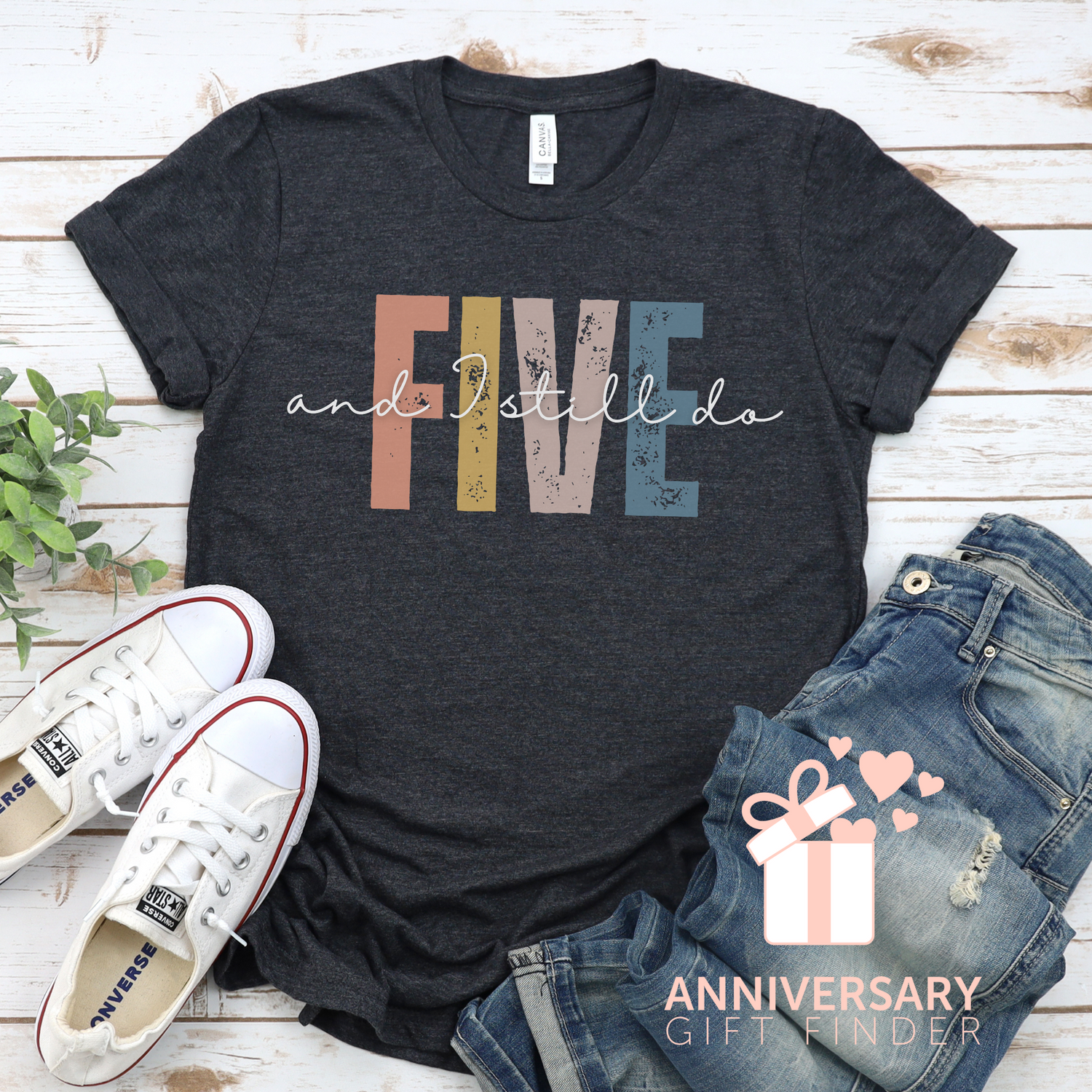 FIVE and I still do anniversary t-shirt in dark grey