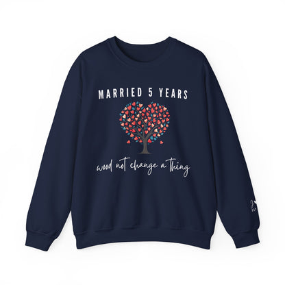 Married 5 Years Wood Not Change A Thing, Wood Anniversary Sweatshirt for Couples in Navy